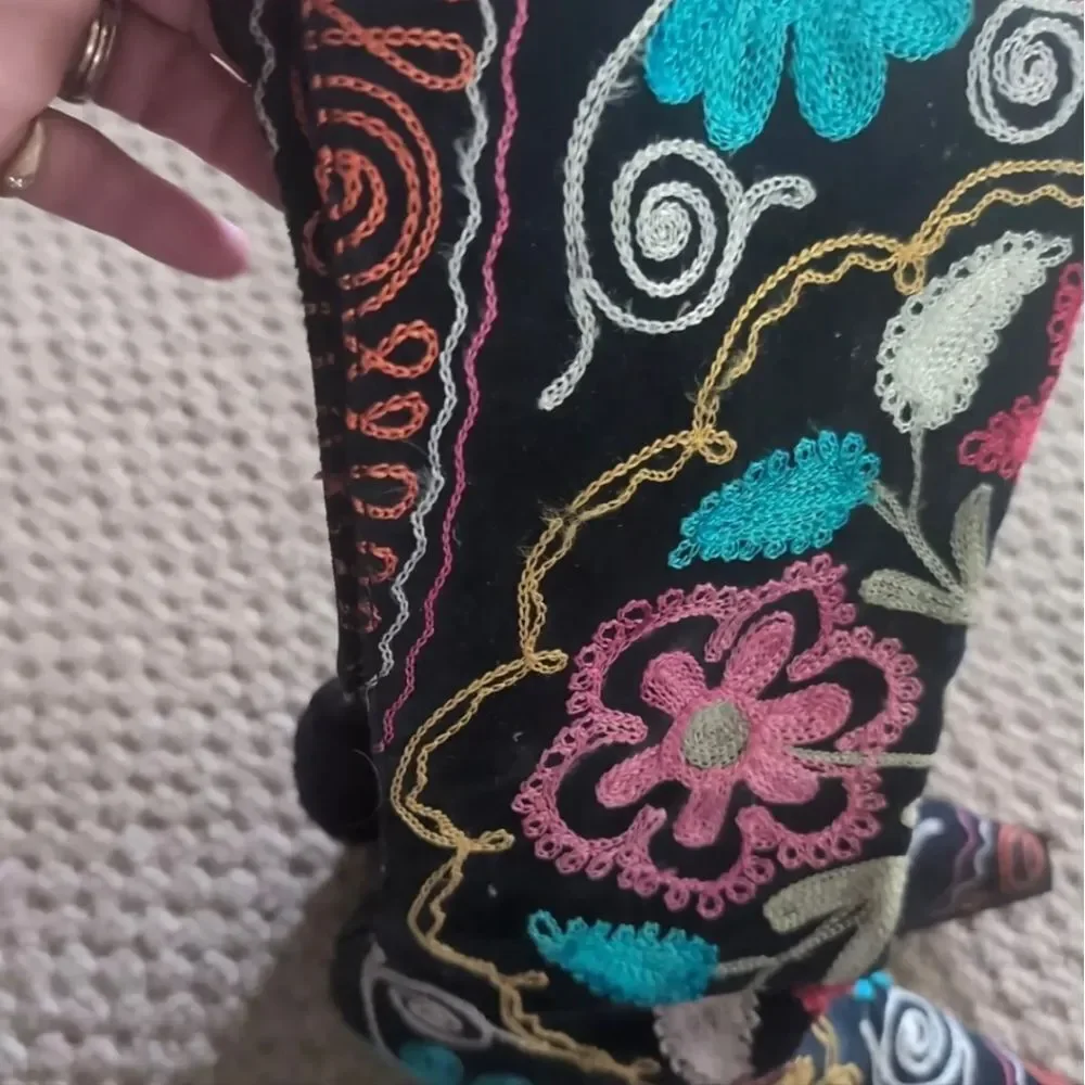 VERY RARE Julie miles embroidered colorful boho boots made in‎ Turkey size 37
